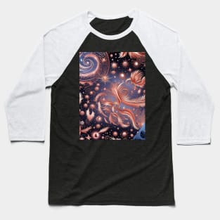 Other Worldly Designs- nebulas, stars, galaxies, planets with feathers Baseball T-Shirt